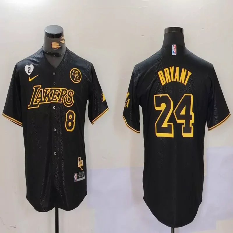 Los Angeles Lakers #24 Bryant NBA Black Baseball Jersey