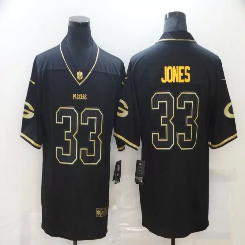 Green Bay Packers #33 Jones NFL Black Jersey