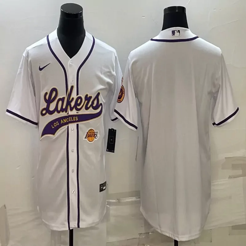 Los Angeles Lakers #Custom Name & Number NBA Purple Baseball Baseball Jersey - Image 4
