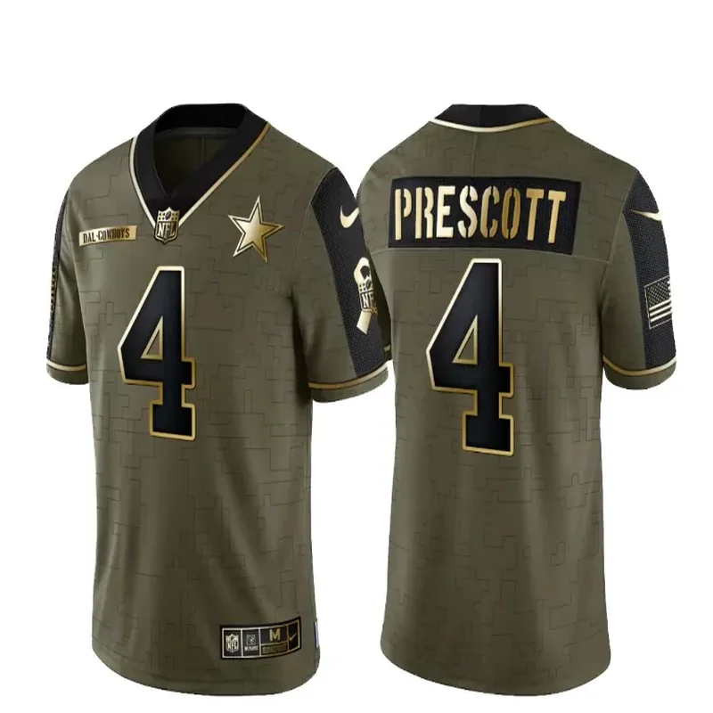 Dallas Cowboys #4 Prescott NFL White Rainbow Jersey - Image 3