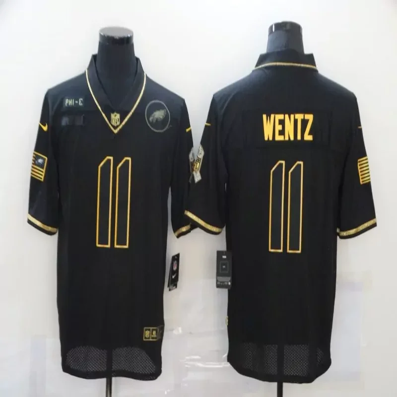 Philadelphia Eagles #11 Wentz NFL Camouflage American Flag Jersey - Image 5
