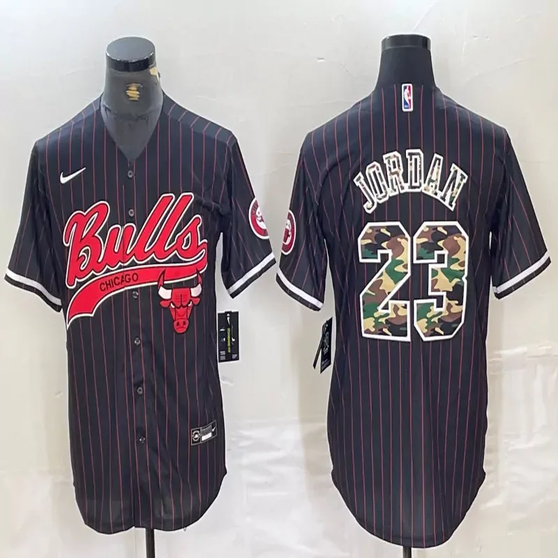 Chicago Bull #Custom Number & Name NBA Black Red Baseball Jersey - Image 5