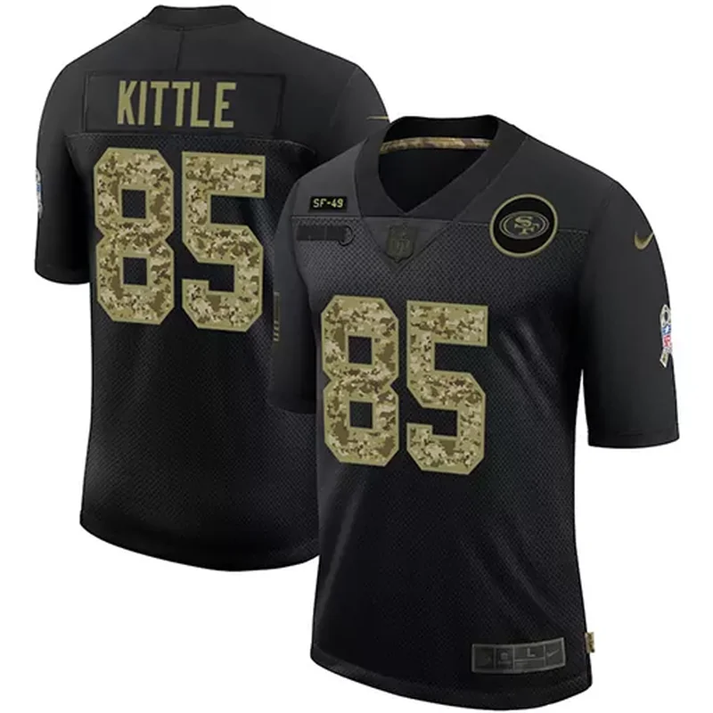 San Francisco 49ers #85 Kittle NFL Black Camouflage Jersey