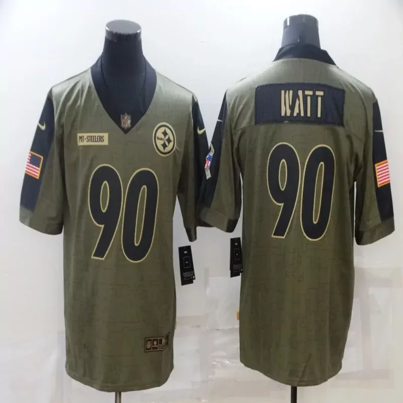 Pittsburgh Steelers #90 Watt NFL White Jersey - Image 4