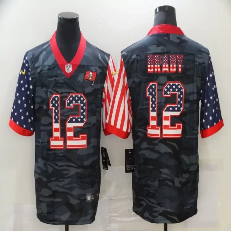 Seattle Seahawks #3 Wilson NFL Black Camouflage American Flag Jersey - Image 4