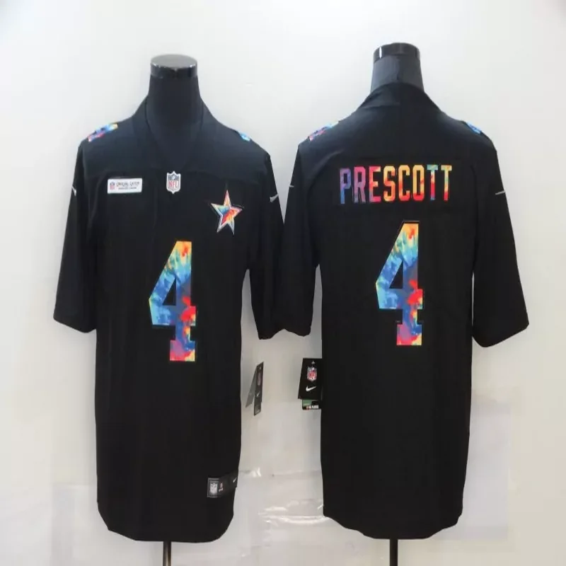 Dallas Cowboys #4 Prescott NFL White Rainbow Jersey - Image 4