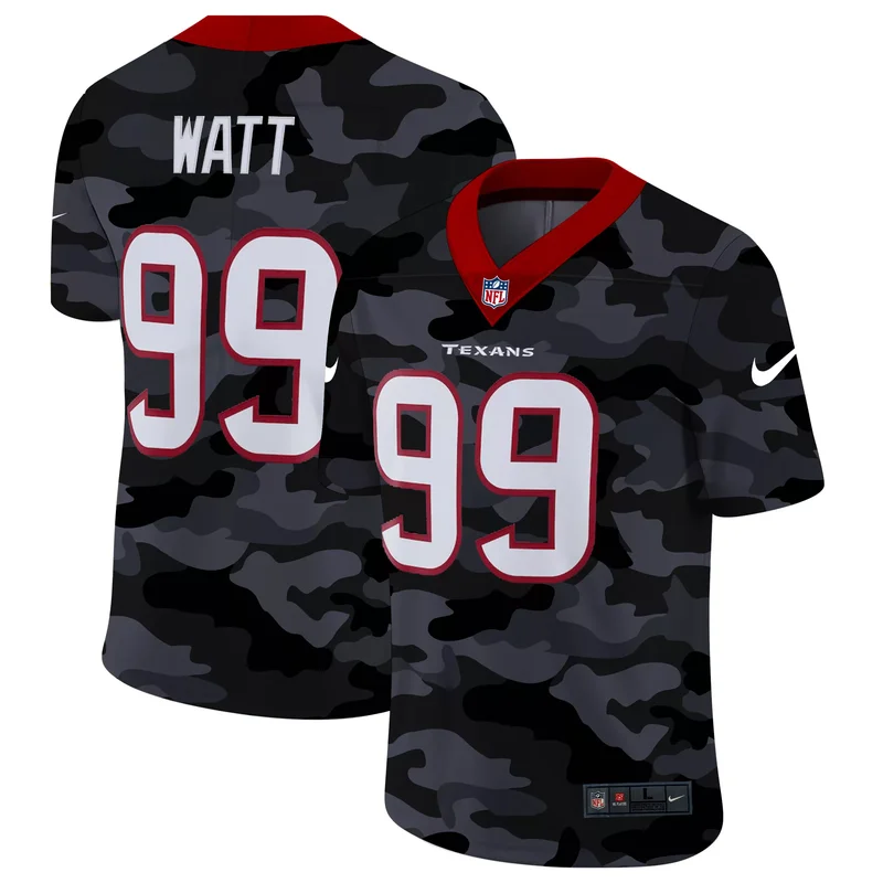Houston Texans #99 Watt NFL Black Camouflage Jersey