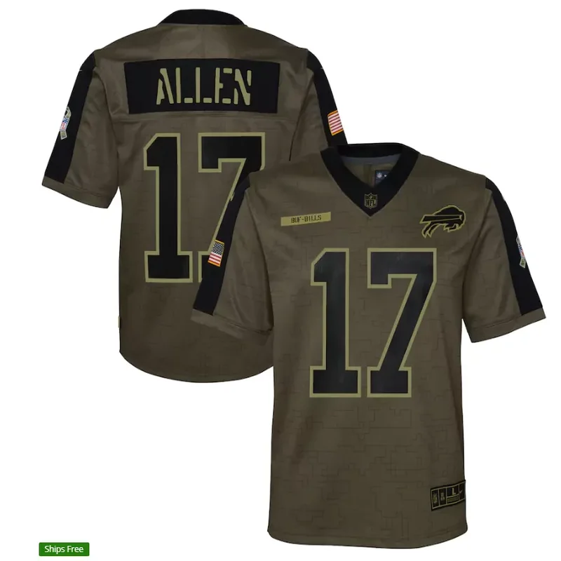 Buffalo Bills #17 Allen NFL Black Matte Jersey - Image 3
