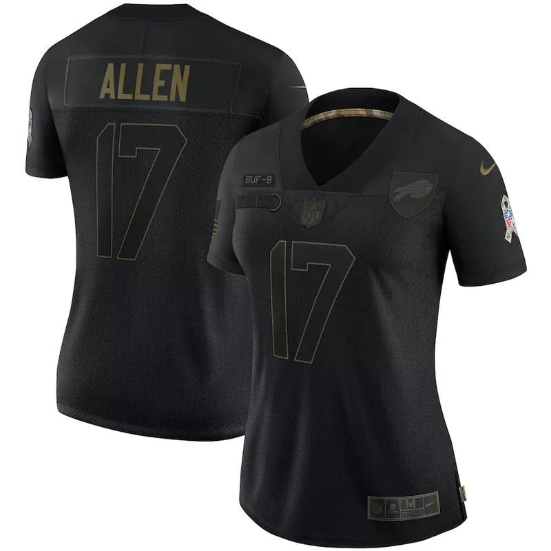 Buffalo Bills #17 Allen NFL Black Matte Jersey - Image 4