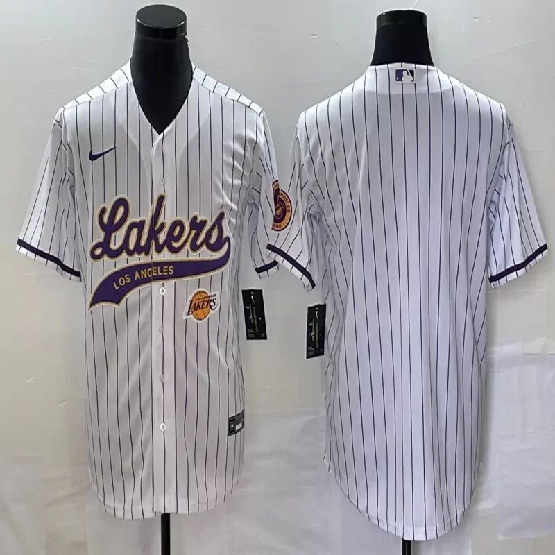 Los Angeles Lakers #Custom Name & Number NBA White Baseball Jersey