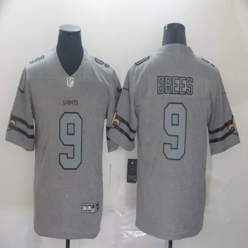 New Orleans Saints #9 Brees NFL Ash Gray Jersey