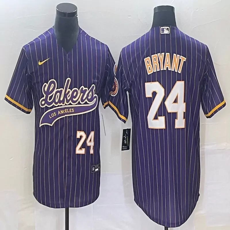Los Angeles Lakers #24 Bryant NBA Purple Baseball Jersey