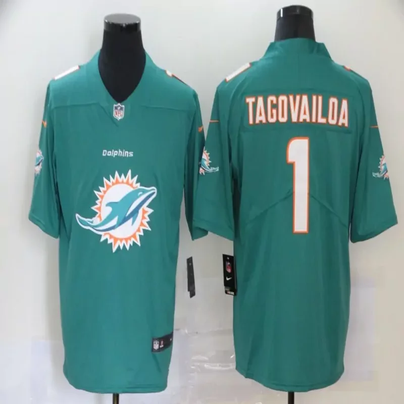 Miami Dolphins #1 Tagovailoa NFL Aqua Green Jersey