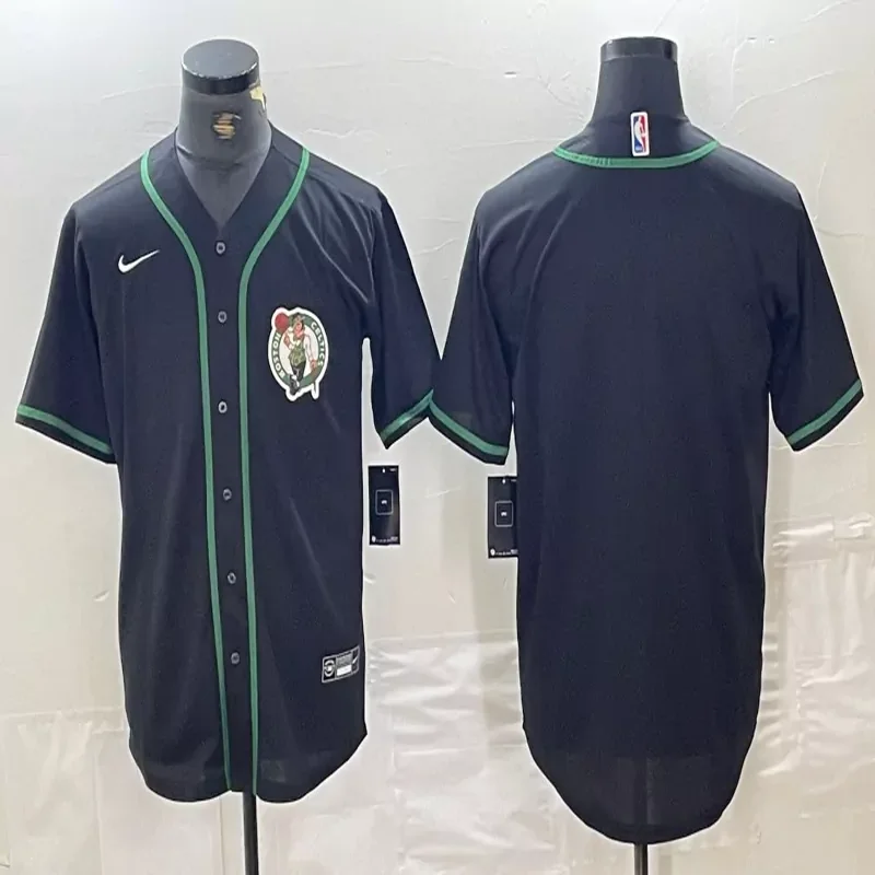 Boston Celtics #33 Bird NBA Black Green Camouflage America Flag Baseball Jersey - Image 4