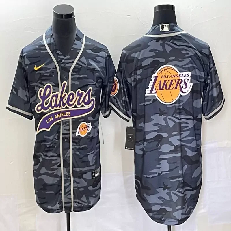 Los Angeles Lakers #Custom Name & Number NBA White Baseball Jersey - Image 2