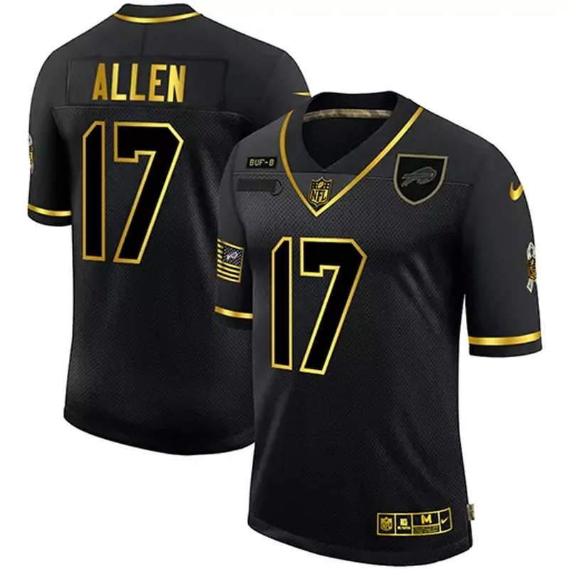 Buffalo Bills #17 Allen NFL Black Gold Jersey
