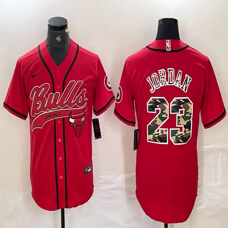 Chicago Bulls #23 Jordan NBA Black Baseball Baseball Jersey - Image 2
