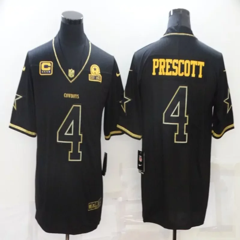 Dallas Cowboys #4 Prescott NFL White Rainbow Jersey - Image 5
