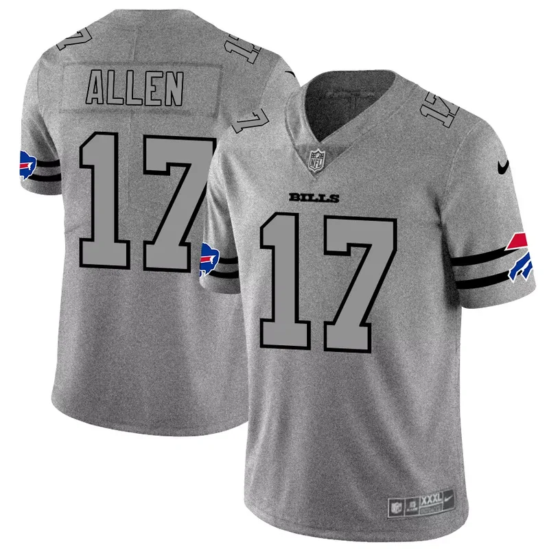 Buffalo Bills #17 Allen NFL Black Gold Jersey - Image 2