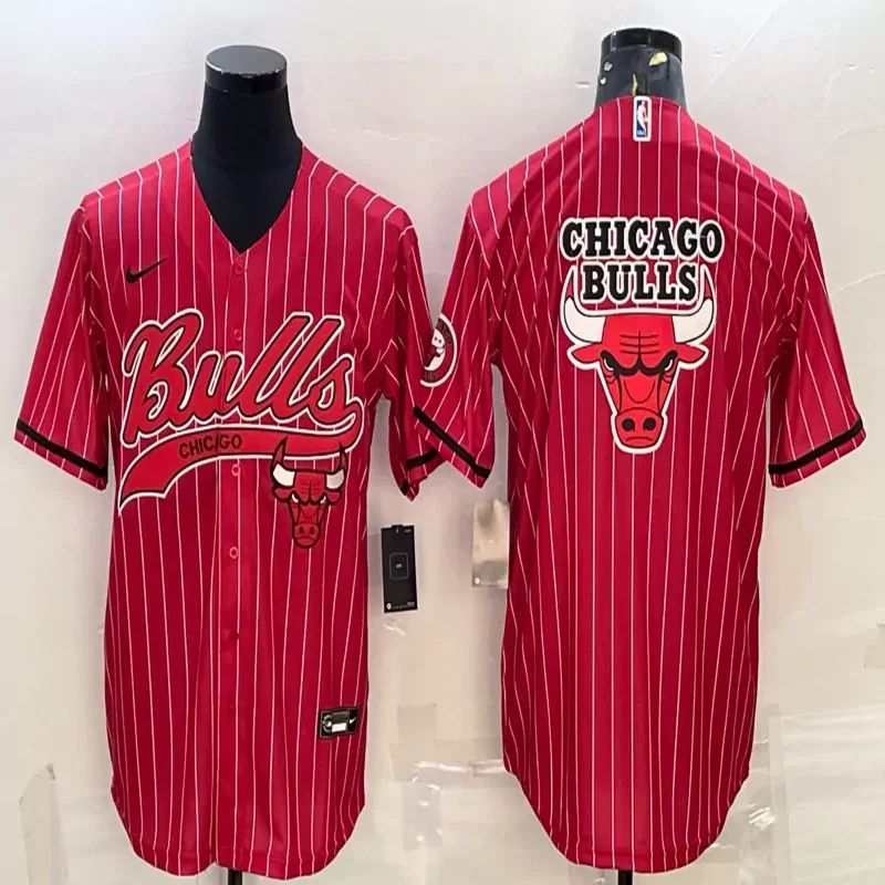 Chicago Bulls #Custom Name & Number NBA Sport Grey Baseball Baseball Jersey - Image 2