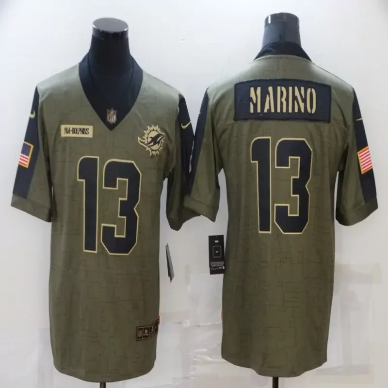 Miami Dolphins #13 Marino NFL Black Camouflage America Flag Jersey