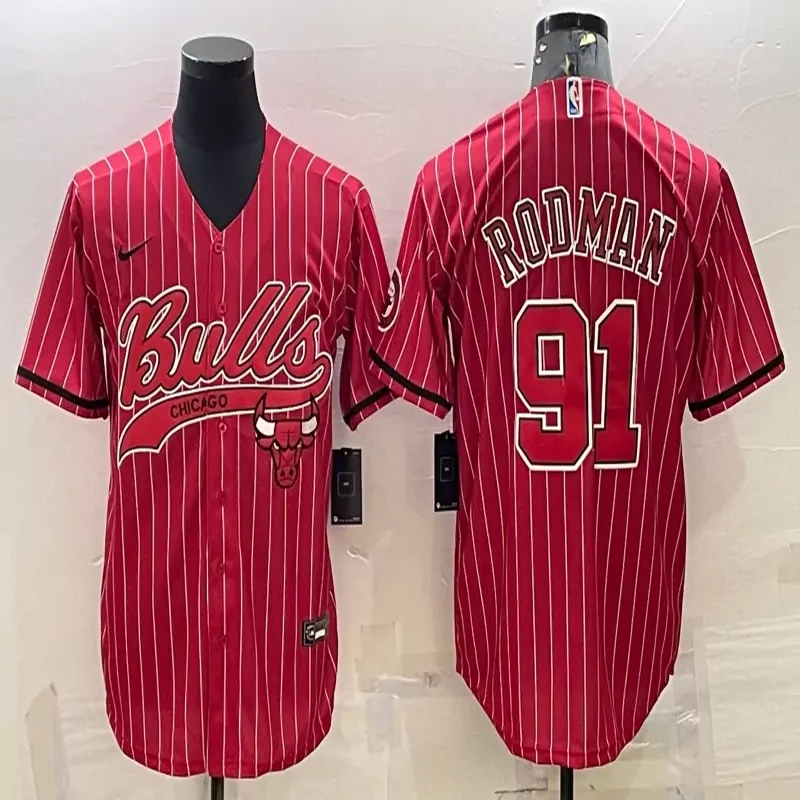 Chicago Bulls #45 Jordan NBA Black Baseball Jersey - Image 4
