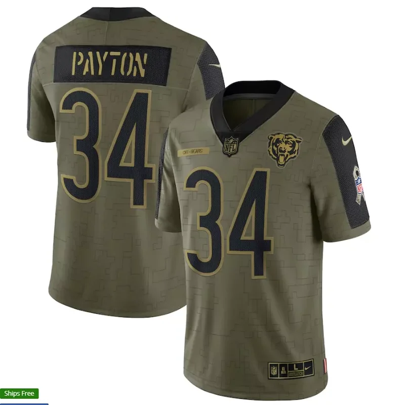 Chicago Bears #34 Payton NFL Ash Gray Jersey - Image 2