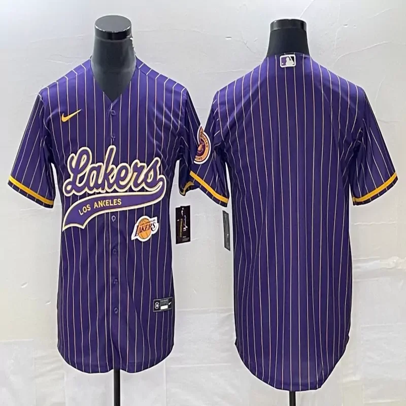 Los Angeles Lakers #Custom Name & Number NBA White Baseball Jersey - Image 4