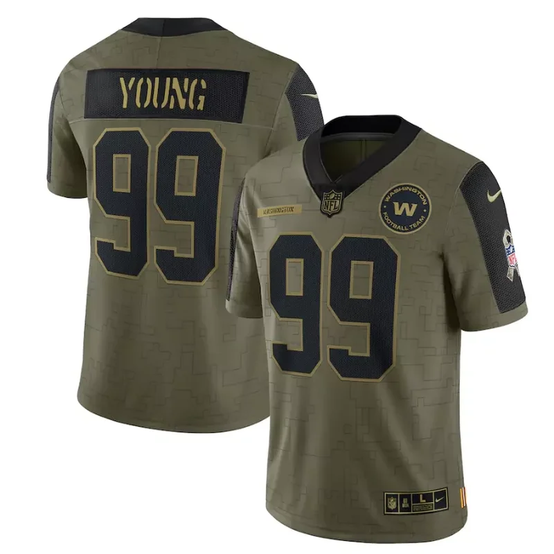 Washington Commanders #99 Young NFL Millitary CamouFlage Jersey - Image 2
