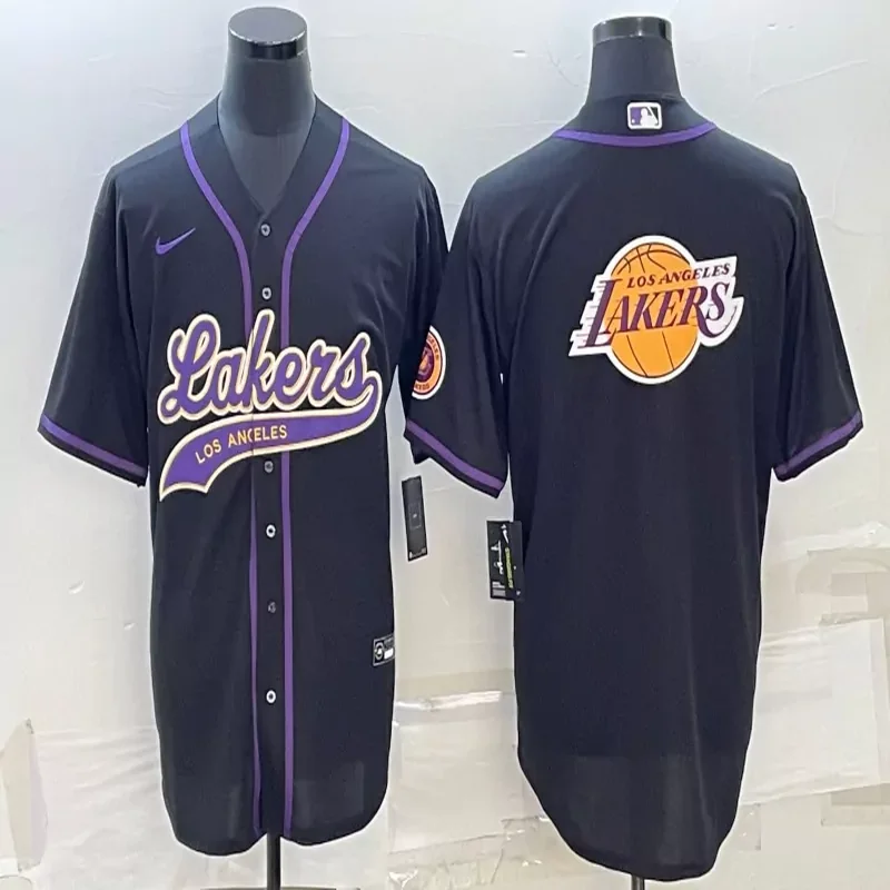Los Angeles Lakers #Custom Name & Number NBA black purple baseball Baseball Jersey