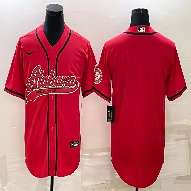 Alabama crimson tide #Custom Name & Number NCAA Red Baseball Jersey - Image 2