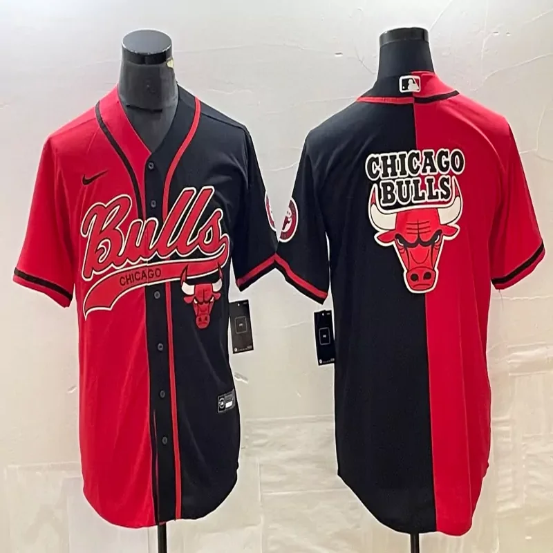 Chicago Bulls #Custom Name & Number NBA Sport Grey Baseball Baseball Jersey - Image 3