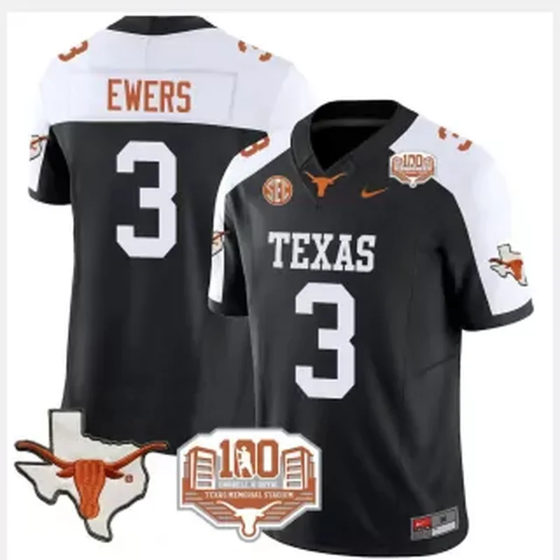 Texas Longhorns #3 Ewers NCAA Brown White Jersey - Image 2