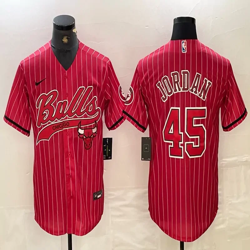 Chicago Bulls #33 Pippen NBA Black Baseball Jersey - Image 4