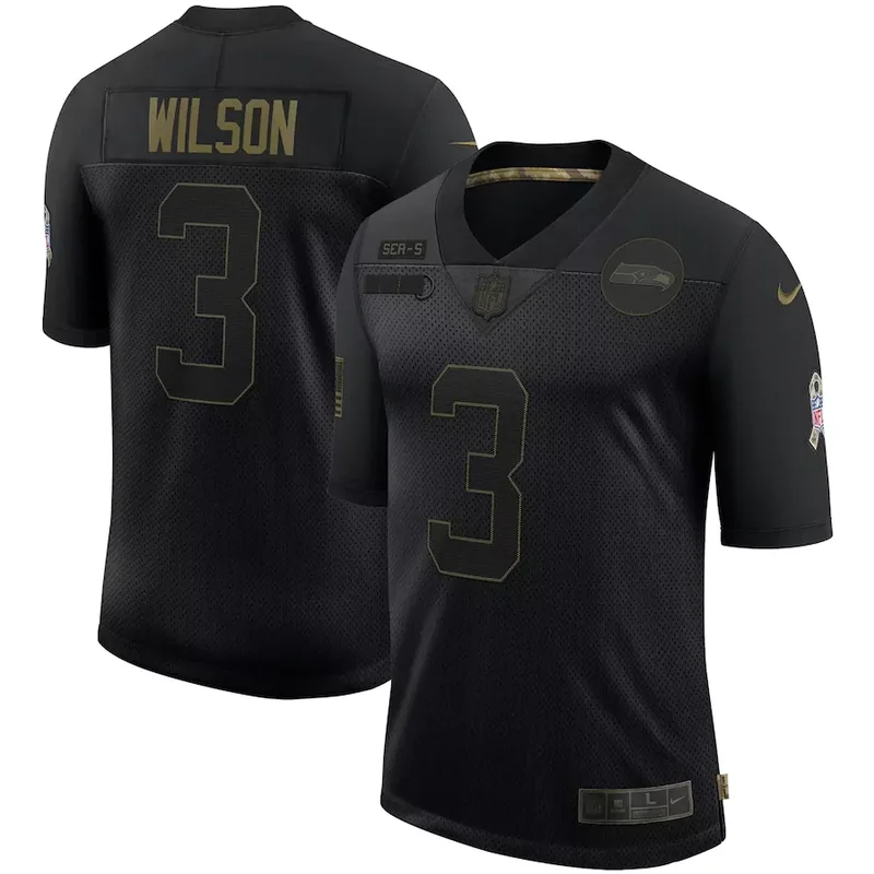 Seattle Seahawks #3 Wilson NFL Black Matte Jersey
