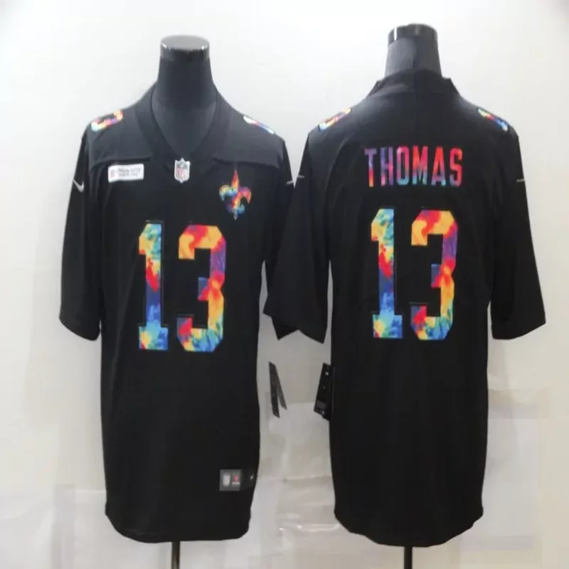 New Orleans Saints #13 Thomas NFL Black Rainbow Jersey