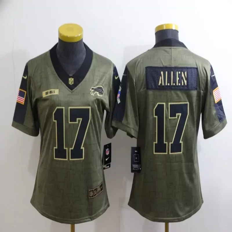 Buffalo Bills #17 Allen NFL Black Gold Jersey - Image 5