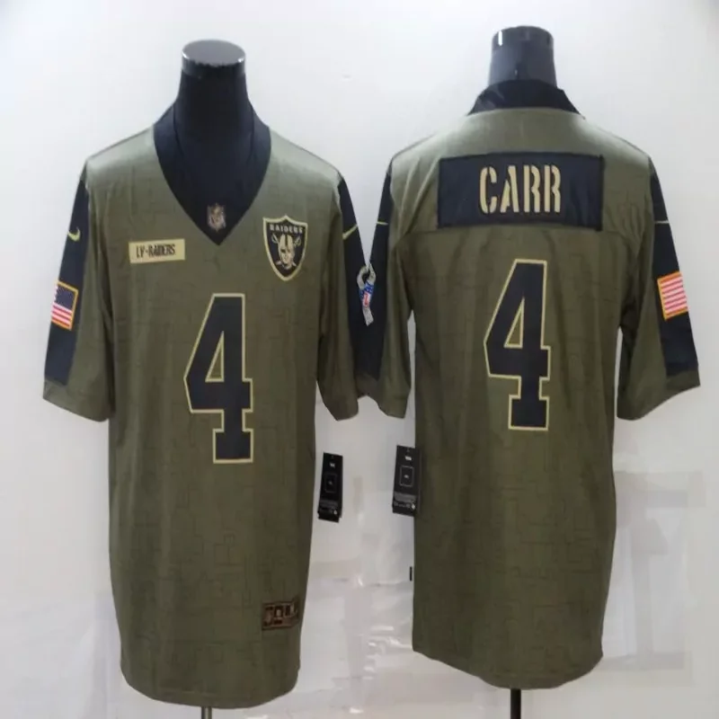 Las Vegas Raiders #4 Carr NFL Camouflage America Flag Jersey