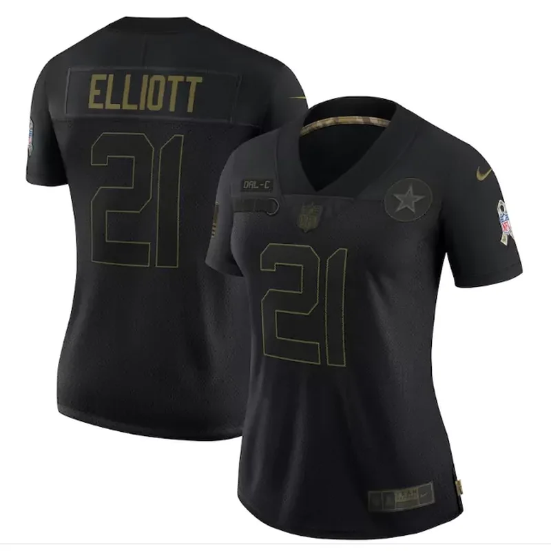 Dallas Cowboys #21 Elliott NFL Black Women Women Jersey