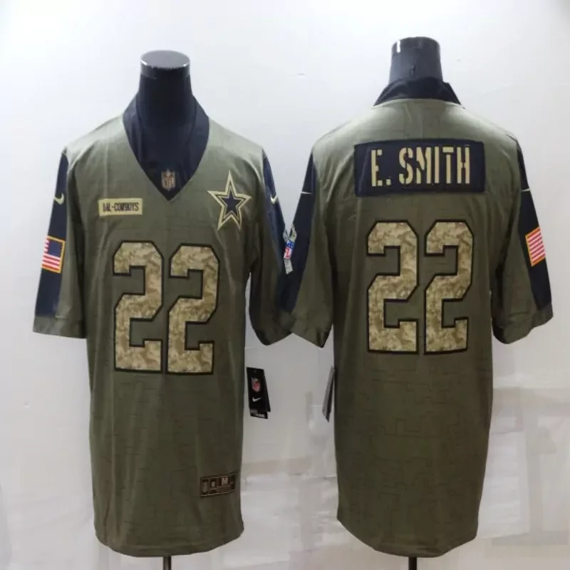 Dallas Cowboys #22 E.Smith NFL Camouflage America Flag Jersey