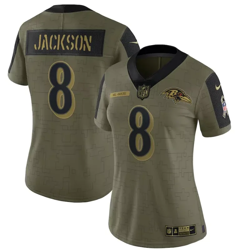 Baltimore Ravens #8 Jackson NFL Camouflage Women Jersey