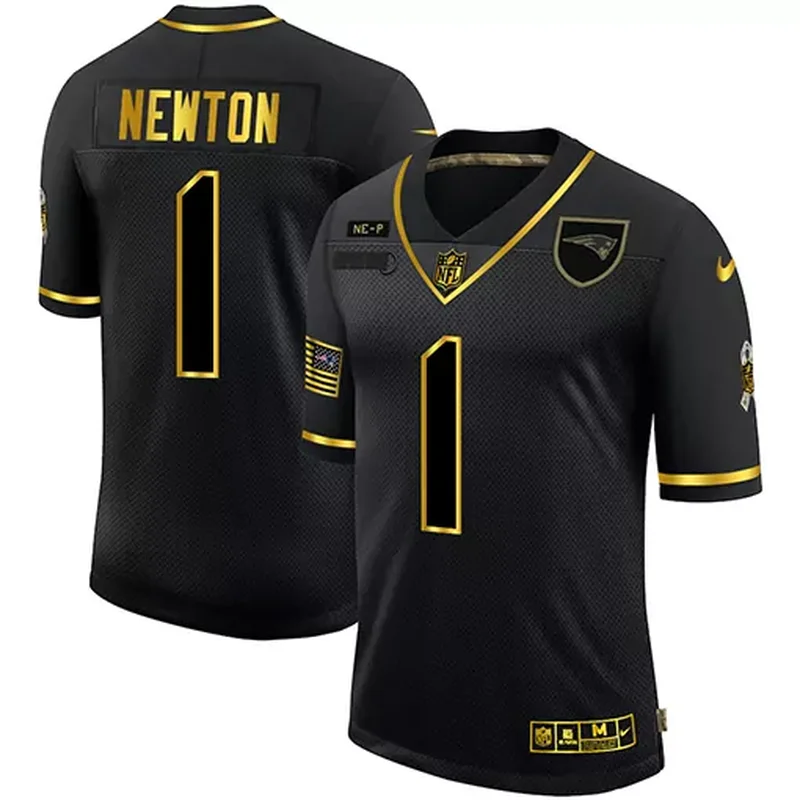 New England Patriots #1 Newton NFL Black Jersey - Image 3