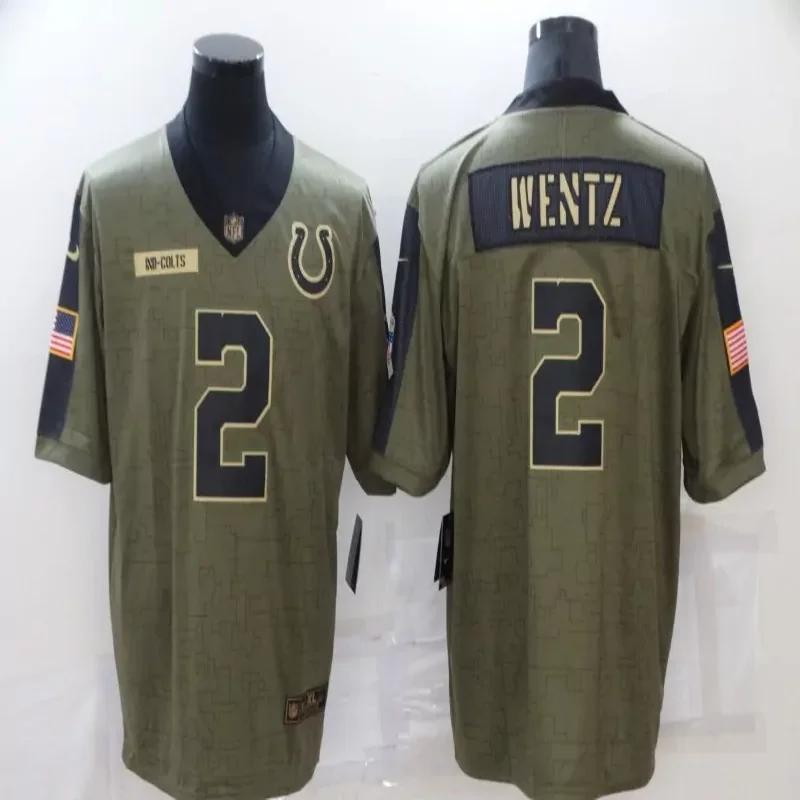 Indianapolis Colts #2 Wentz NFL Camouflage American Flag Jersey