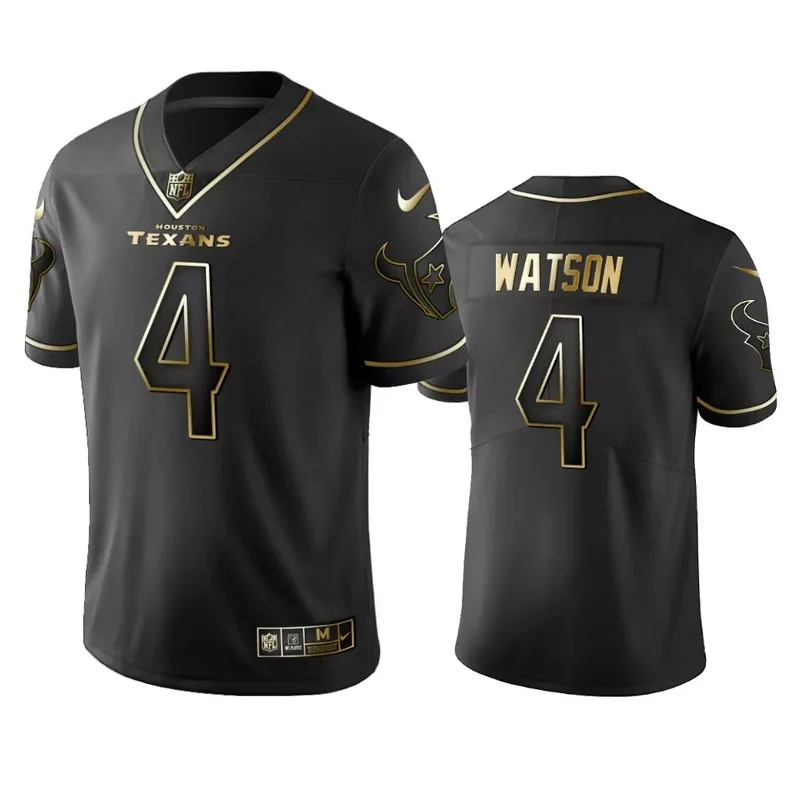 Houston Texans #4 Watson NFL Black Gold Jersey
