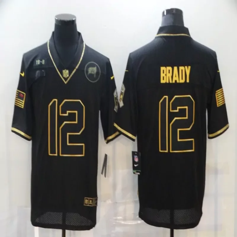 Tampa Bay Buccaneers #12 Brady NFL Black Gold Jersey