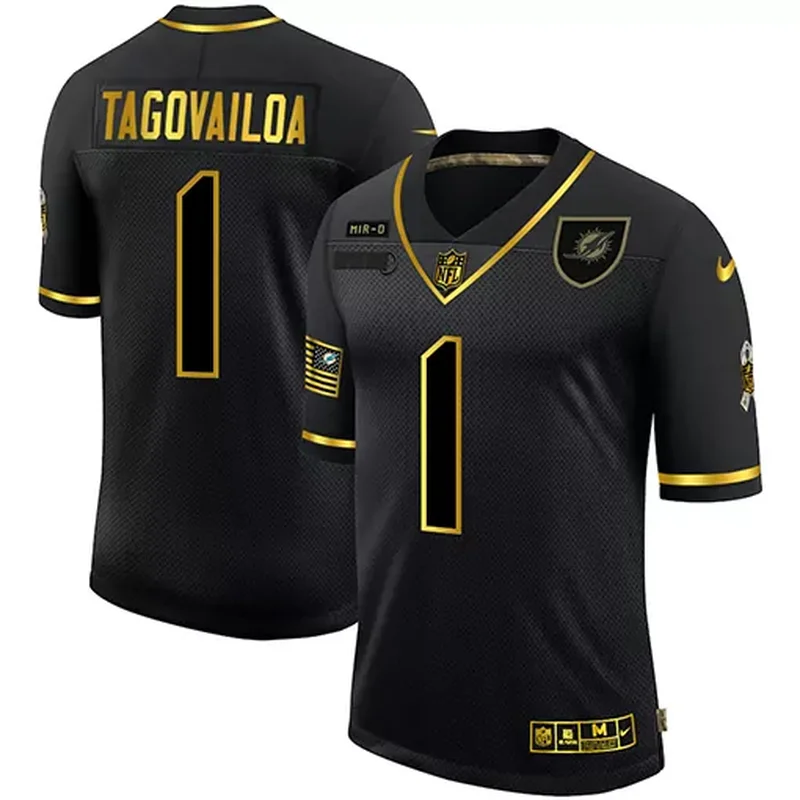 Miami Dolphins #1 Tagovailoa NFL Black Gold Jersey