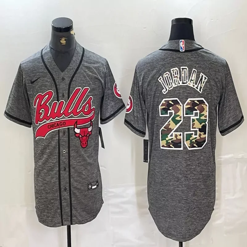 Chicago Bulls #23 Jordan NBA Black Red Baseball Jersey - Image 3