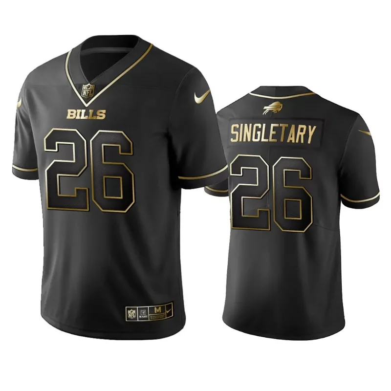 Buffalo Bills #17 Allen NFL Black Gold Jersey - Image 2