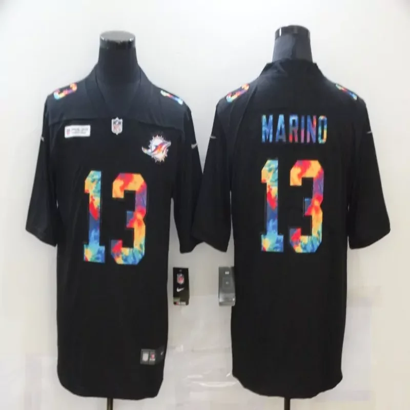 Miami Dolphins #13 Marino NFL Black Rainbow Jersey