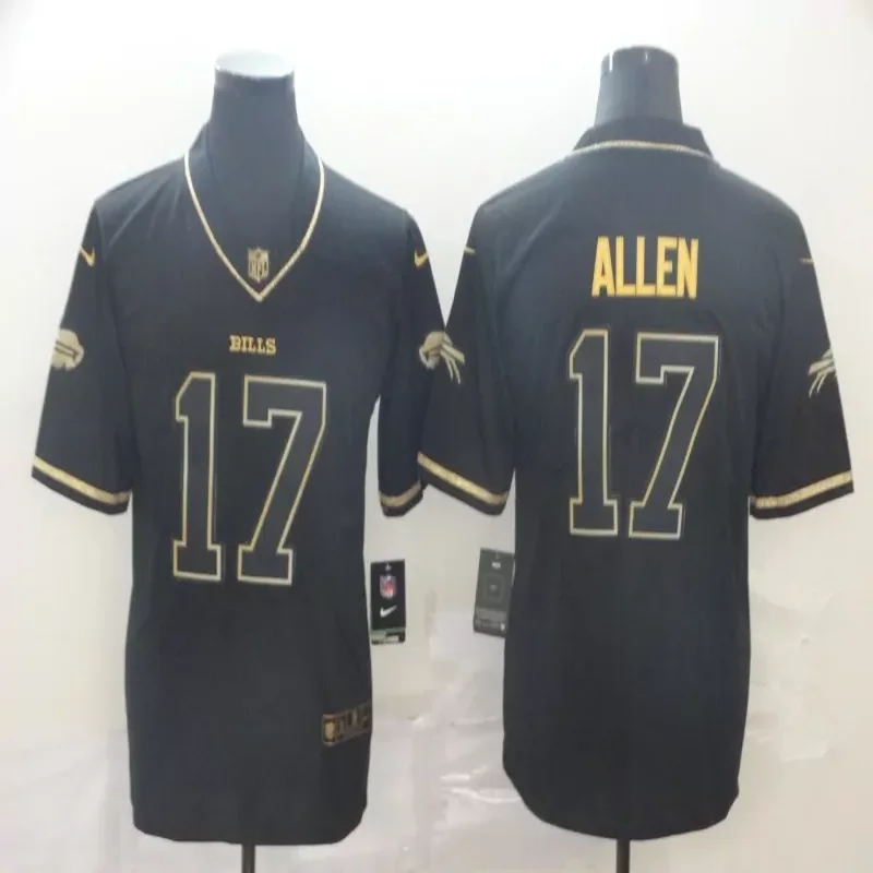 Buffalo Bills #17 Allen NFL Black Gold Jersey